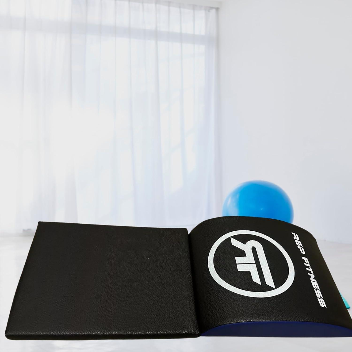 imageREP Fitness Ab Mat Sit Ups Exercise Equipment for Core Training Thick Foam Pad for Home Gym Workouts Lumbar Support Cushion for Back Pain Relief Compact Fitness Mat for Abs Floor RoutinesBlue