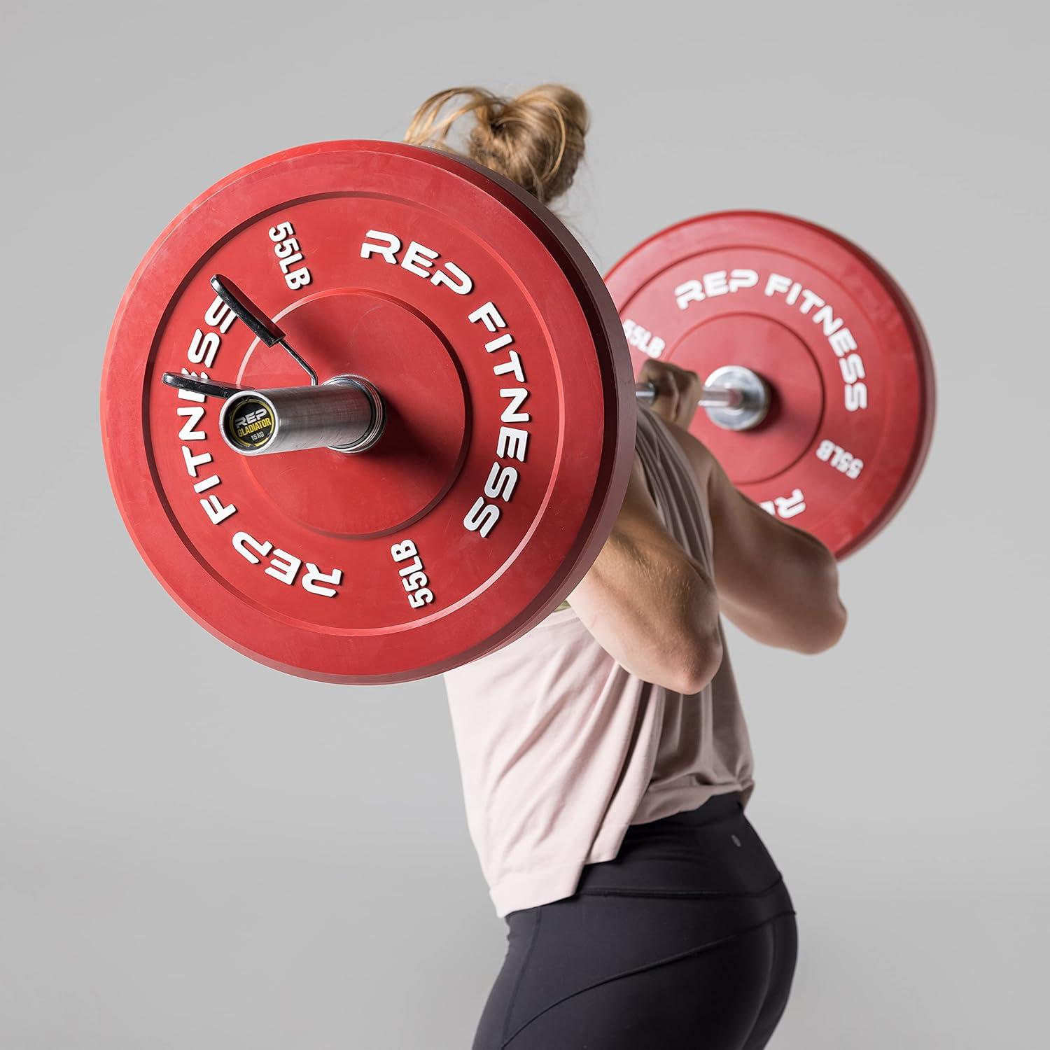 imageREP Fitness Color Bumper Plates ColorCoded Low Odor Rubber Olympic Plates for Strength Conditioning and WeightliftingD 35lb Yellow Pair