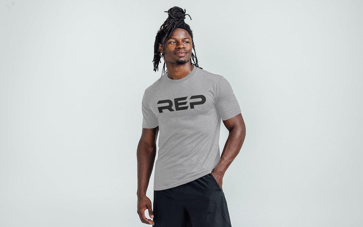 imageREP Fitness Mens Daily Driver 20 TriBlend Crew TeeHeather Navy Silver