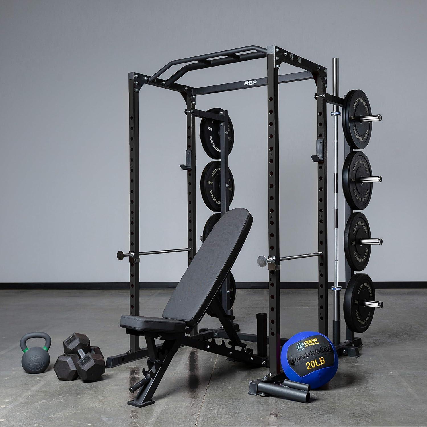 imageREP Fitness PR1100 Power Rack 700 lbs Rated Lifting Cage for Weight TrainingBlack Power Rack