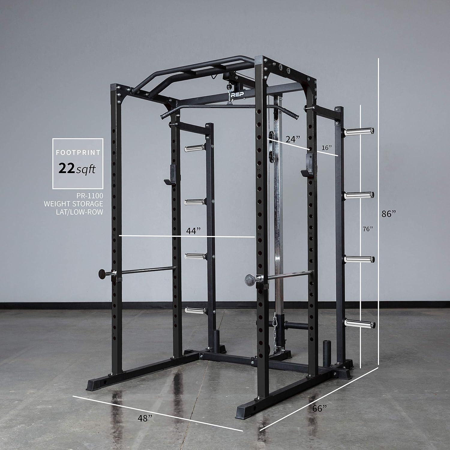 imageREP Fitness PR1100 Power Rack 700 lbs Rated Lifting Cage for Weight TrainingBlack Power Rack