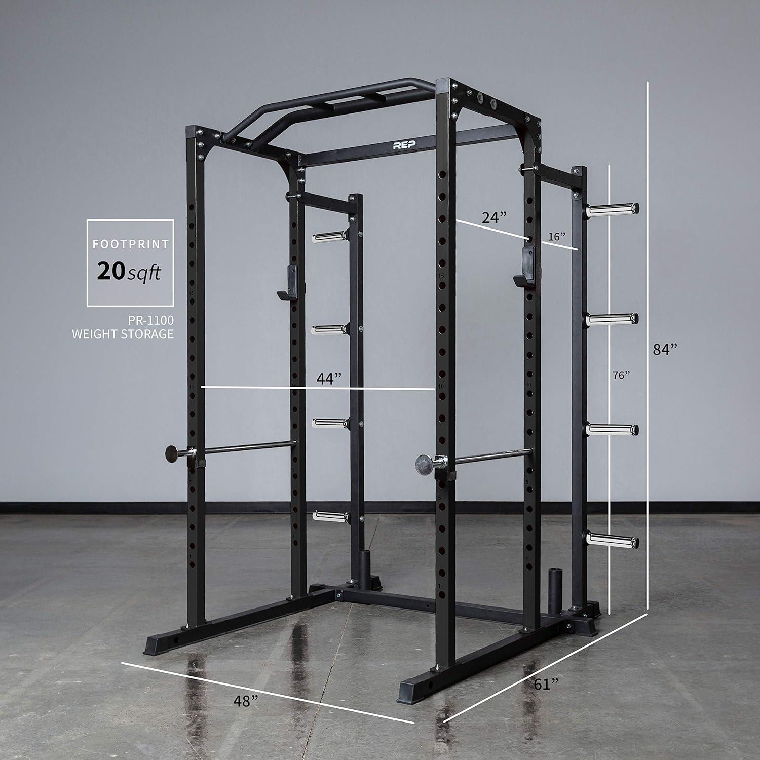imageREP Fitness PR1100 Power Rack 700 lbs Rated Lifting Cage for Weight TrainingBlack Power Rack