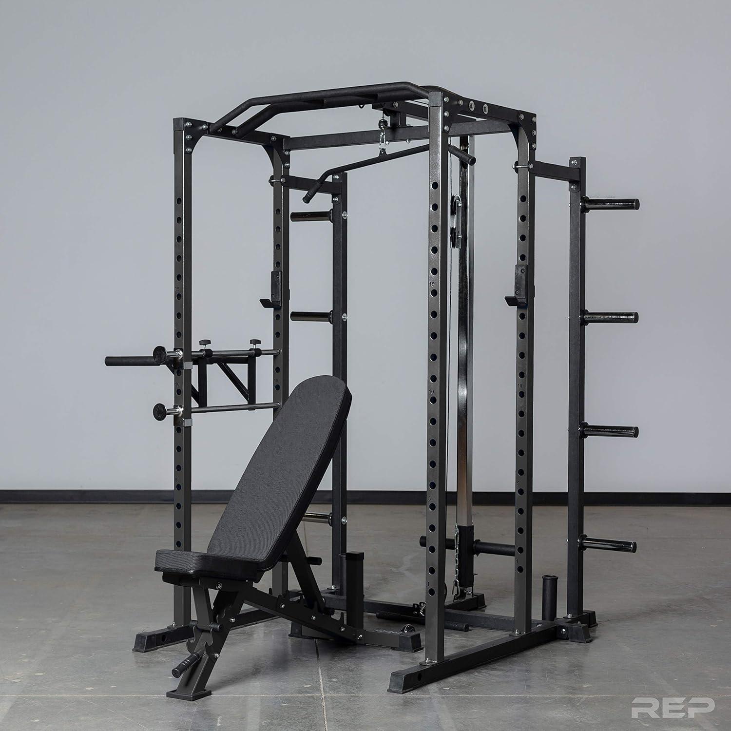 imageREP Fitness PR1100 Power Rack 700 lbs Rated Lifting Cage for Weight TrainingBlack Power Rack