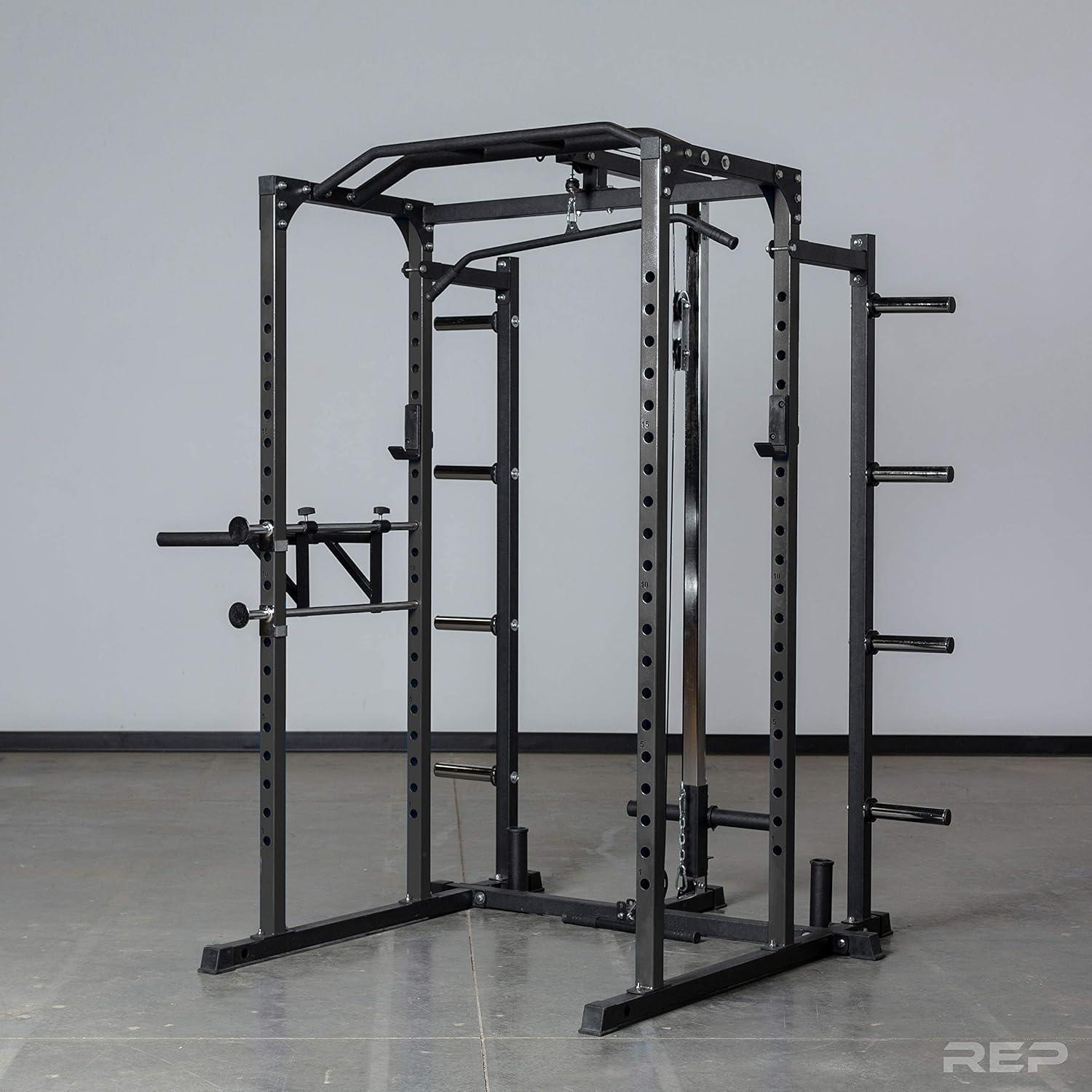 imageREP Fitness PR1100 Power Rack 700 lbs Rated Lifting Cage for Weight TrainingBlack Power Rack