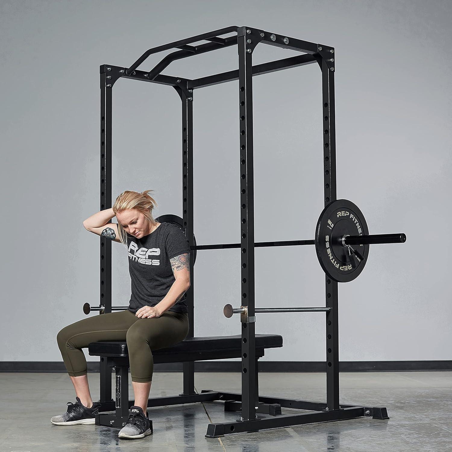 imageREP Fitness PR1100 Power Rack 700 lbs Rated Lifting Cage for Weight TrainingBlack Power Rack