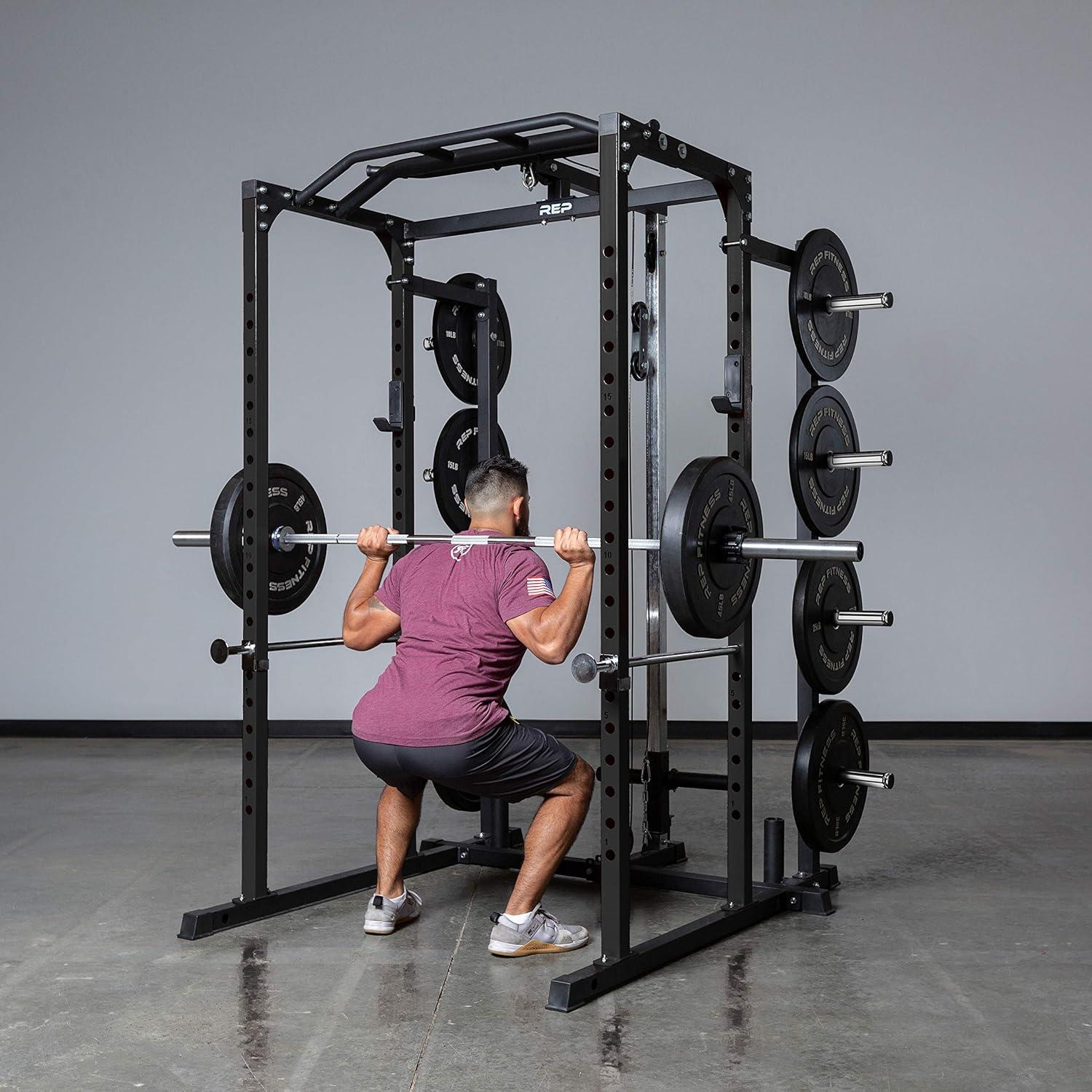 imageREP Fitness PR1100 Power Rack 700 lbs Rated Lifting Cage for Weight TrainingBlack Power Rack