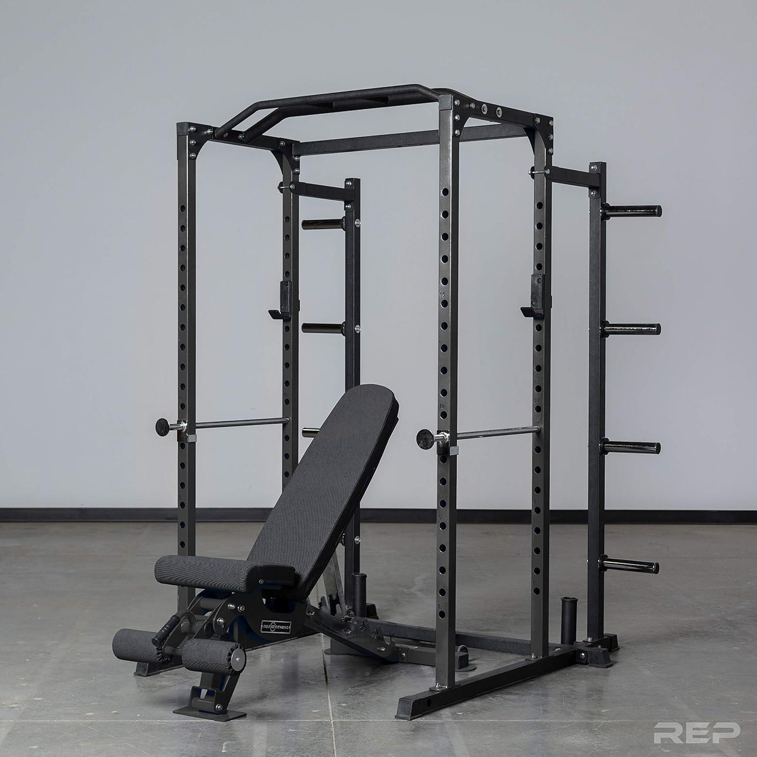 imageREP Fitness PR1100 Power Rack 700 lbs Rated Lifting Cage for Weight TrainingBlack Power Rack