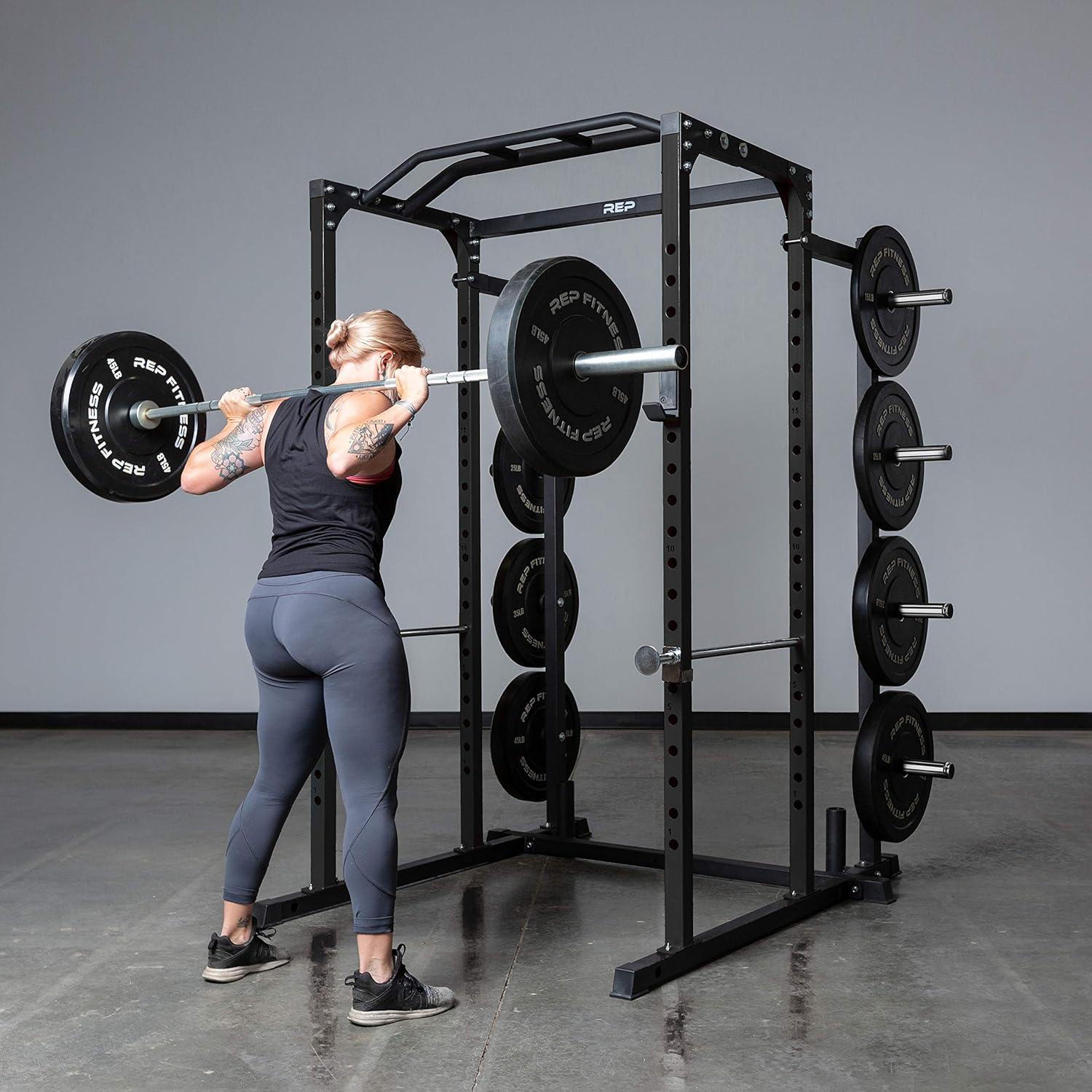 imageREP Fitness PR1100 Power Rack 700 lbs Rated Lifting Cage for Weight TrainingBlack Power Rack