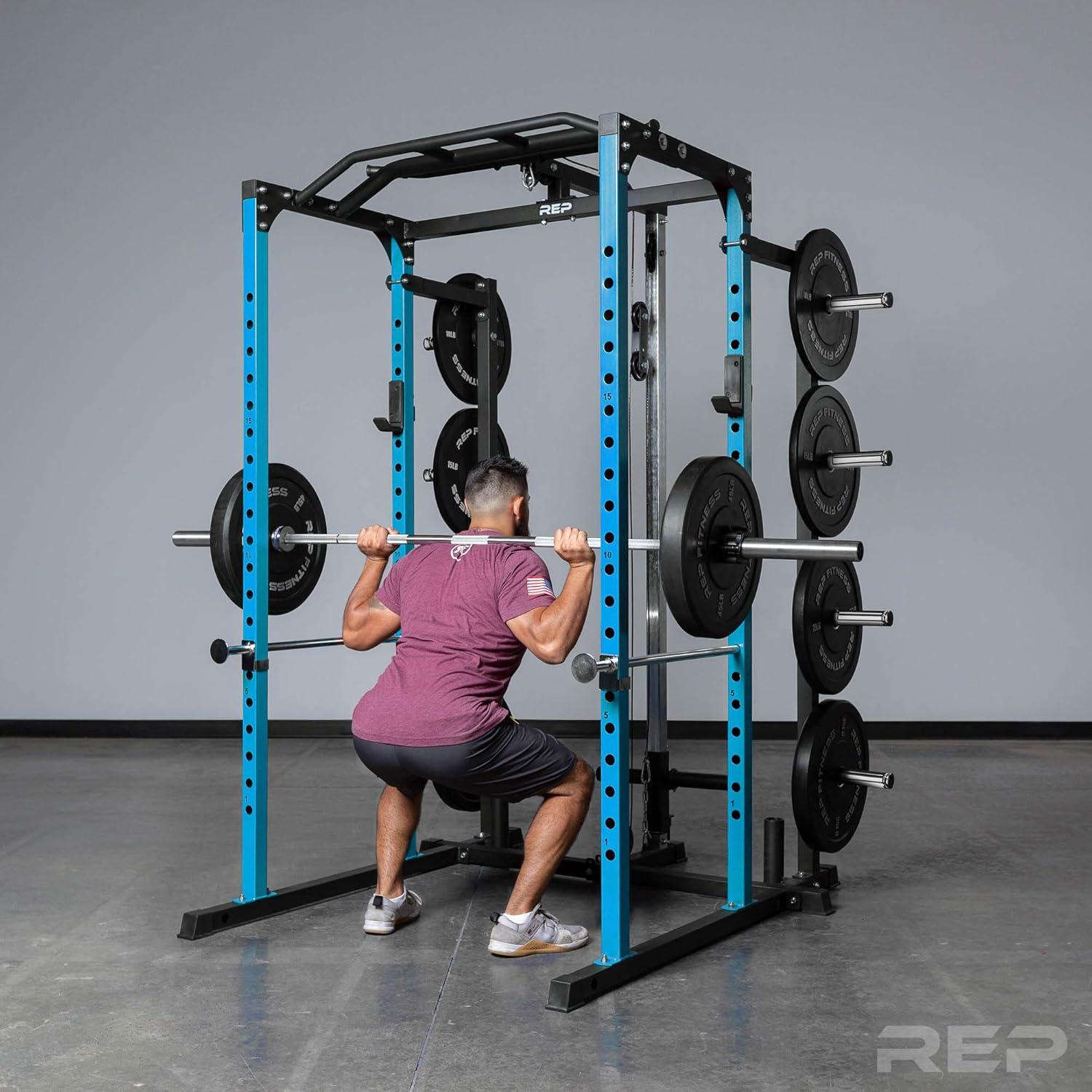 imageREP Fitness PR1100 Power Rack 700 lbs Rated Lifting Cage for Weight TrainingBlue Power Rack