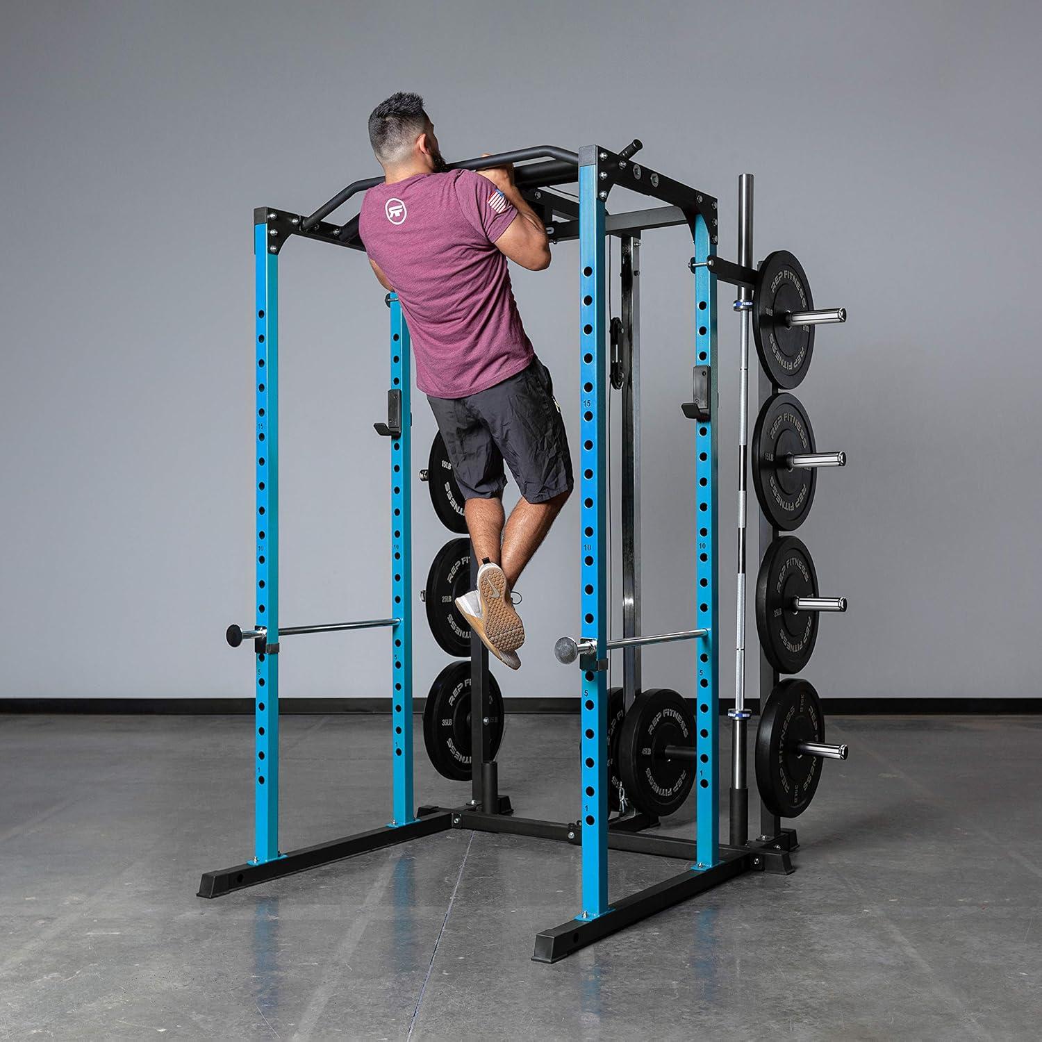 imageREP Fitness PR1100 Power Rack 700 lbs Rated Lifting Cage for Weight TrainingBlue Power Rack