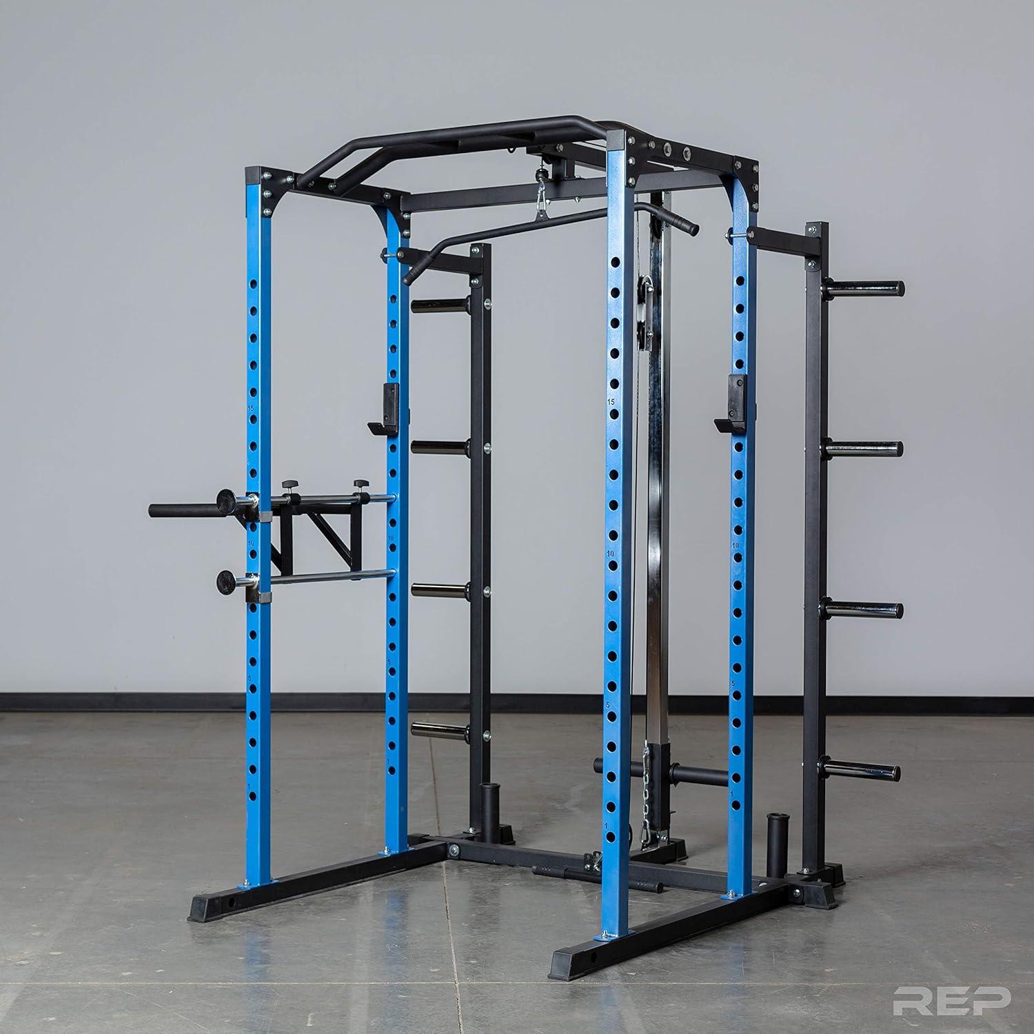 imageREP Fitness PR1100 Power Rack 700 lbs Rated Lifting Cage for Weight TrainingBlue Power Rack