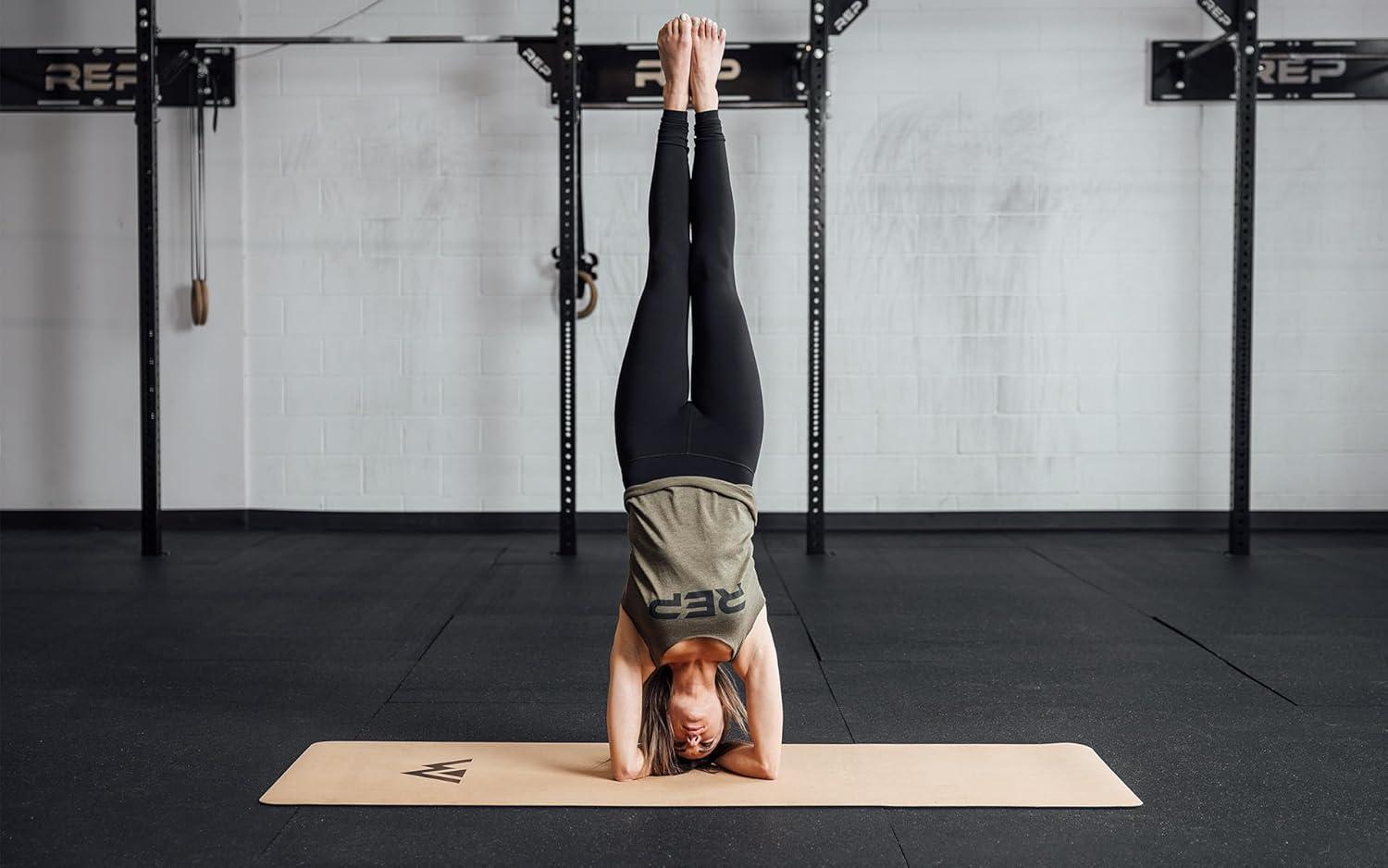 imageREP Fitness Premium Yoga Mat Cork or Polyurethane EcoFriendly NonSlip 5mm or 6mm Thick Travel Hot Yoga ampamp Home Fitness Mat Optional Carry Strap Organic Natural LatexFree MaterialsCork with Strap