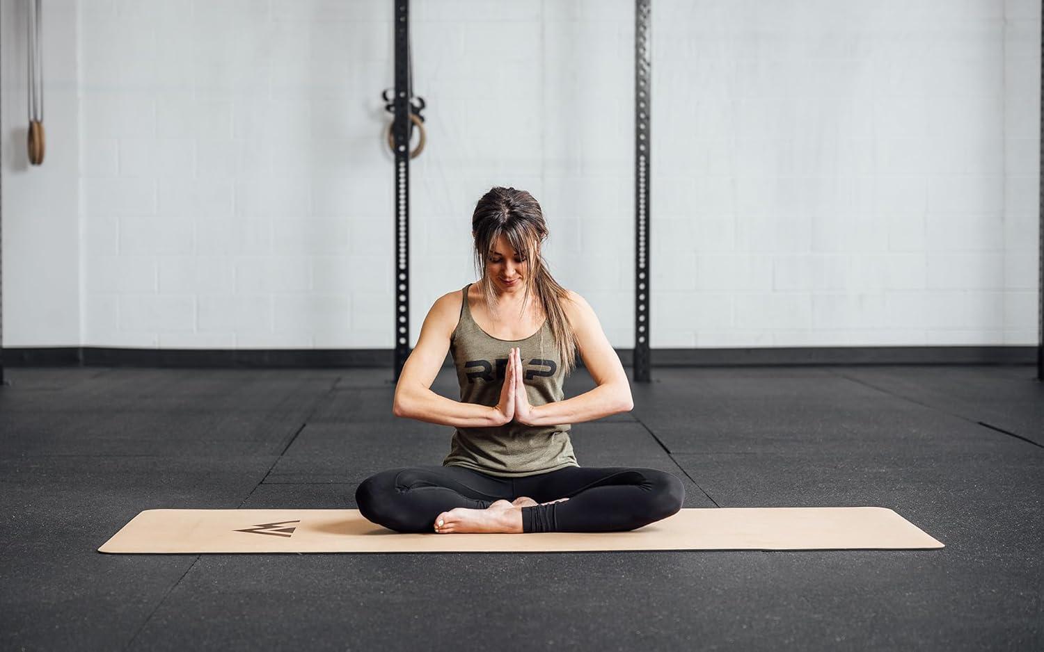 imageREP Fitness Premium Yoga Mat Cork or Polyurethane EcoFriendly NonSlip 5mm or 6mm Thick Travel Hot Yoga ampamp Home Fitness Mat Optional Carry Strap Organic Natural LatexFree MaterialsCork with Strap