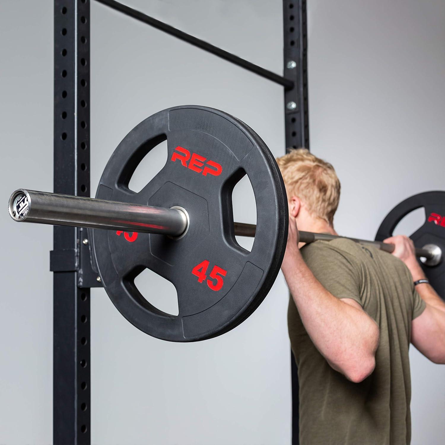 imageREP Fitness Rubber Coated Olympic Plates Updated Design TriGrip Olympic Barbell Weights Sold in Pairs and SetsA 25lb Pair