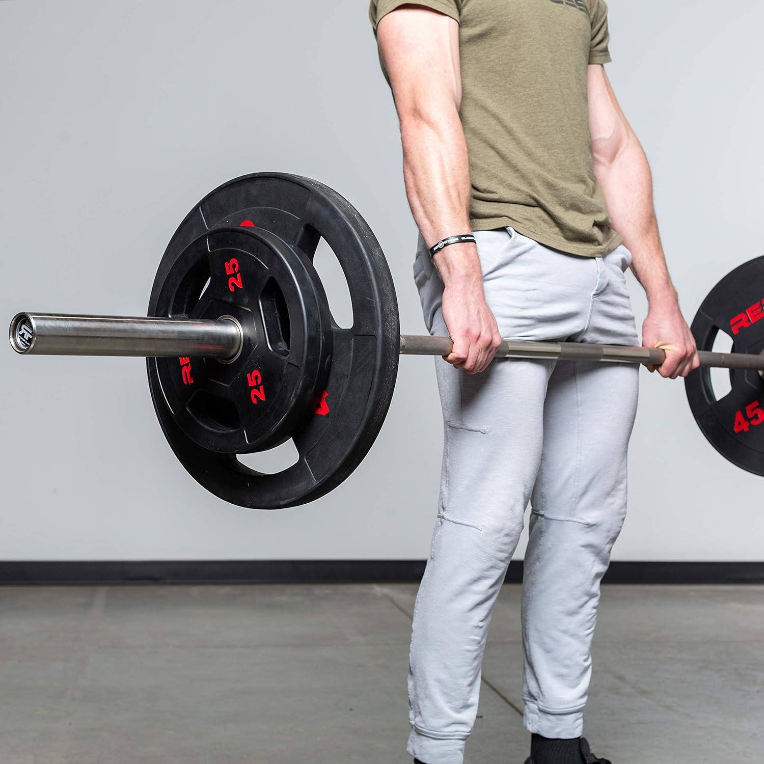 imageREP Fitness Rubber Coated Olympic Plates Updated Design TriGrip Olympic Barbell Weights Sold in Pairs and SetsA 25lb Pair