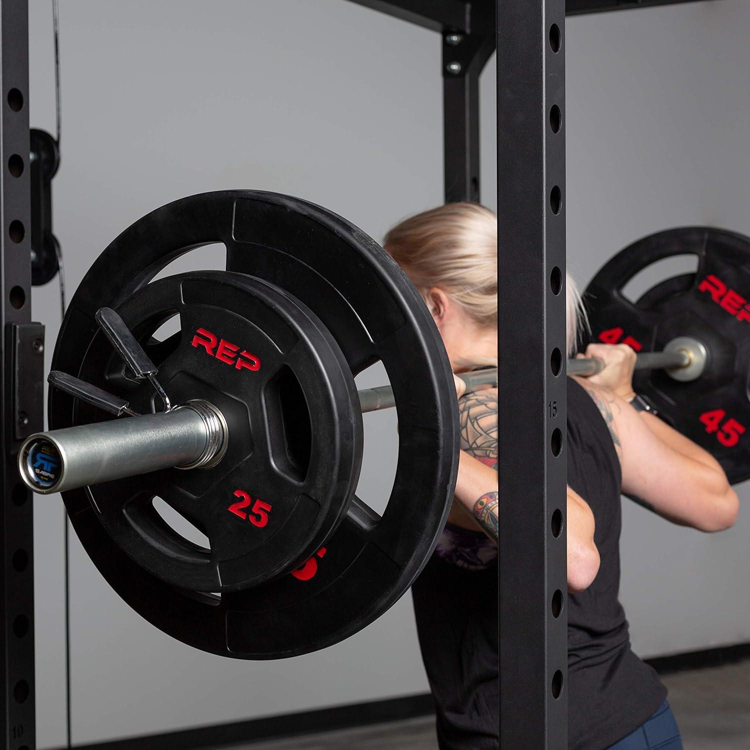 imageREP Fitness Rubber Coated Olympic Plates Updated Design TriGrip Olympic Barbell Weights Sold in Pairs and SetsL 135lb Set