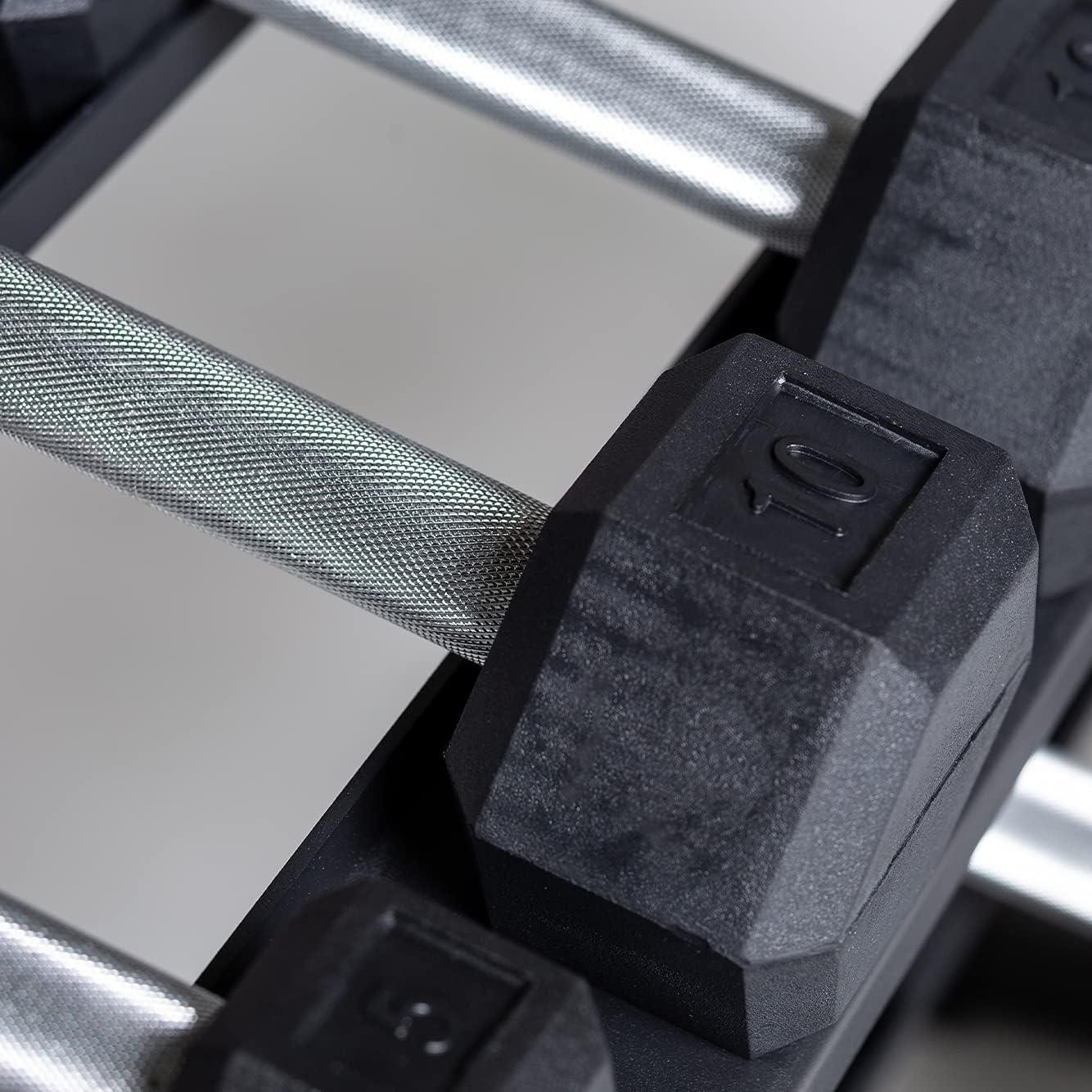 imageREP Fitness Rubber Hex Dumbbell Set Adjustable Weight Pairs Home Gym Equipment Strength Training For Men Women Black Coated Grips Workout Rack Storage Optional Heavy Lb Free Weights575 lb set Black racks