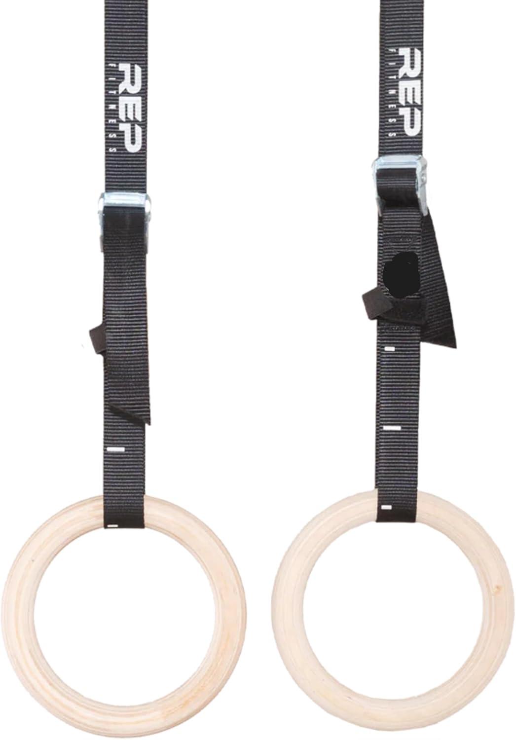 imageREP Fitness Wood Gymnastic Rings with Numbered Heavy Duty Adjustable Straps Perfect for CrossTraining Workouts Gymnastics and Conditioning111