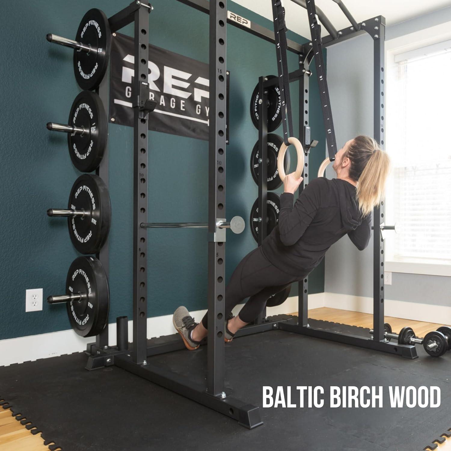 imageREP Fitness Wood Gymnastic Rings with Numbered Heavy Duty Adjustable Straps Perfect for CrossTraining Workouts Gymnastics and Conditioning111