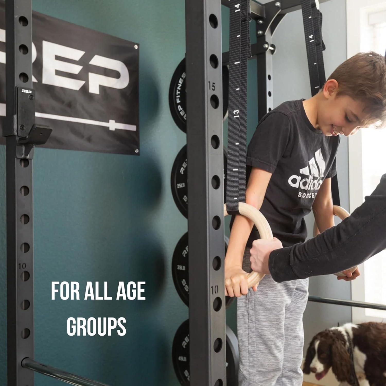 imageREP Fitness Wood Gymnastic Rings with Numbered Heavy Duty Adjustable Straps Perfect for CrossTraining Workouts Gymnastics and Conditioning111