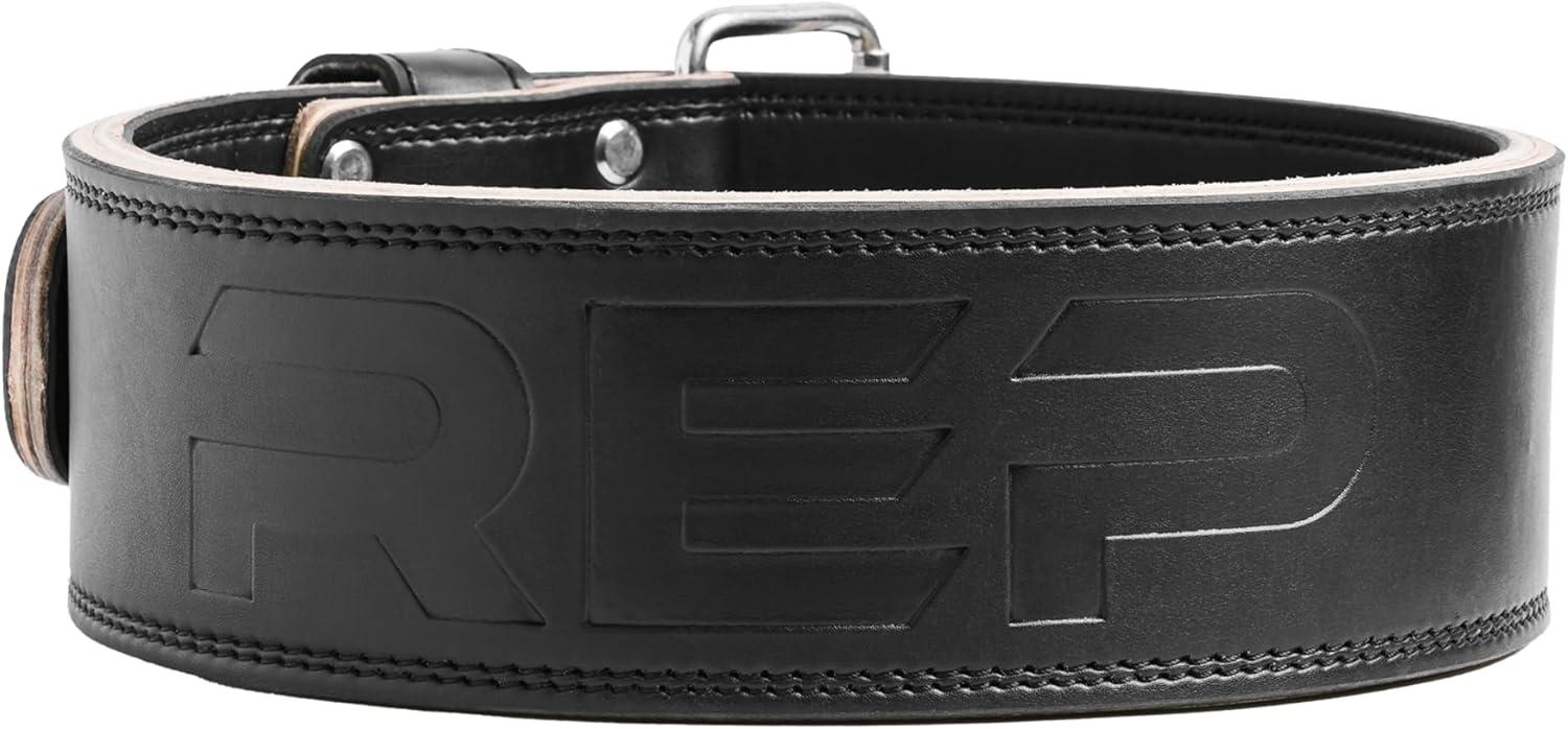imageREP Leather Lined Weightlifting Belt 10mm Powerlifting Support Belt for Squats Deadlifts Gym Training IPF Compliant Adjustable Buckle Back Brace for Men and WomenBlack