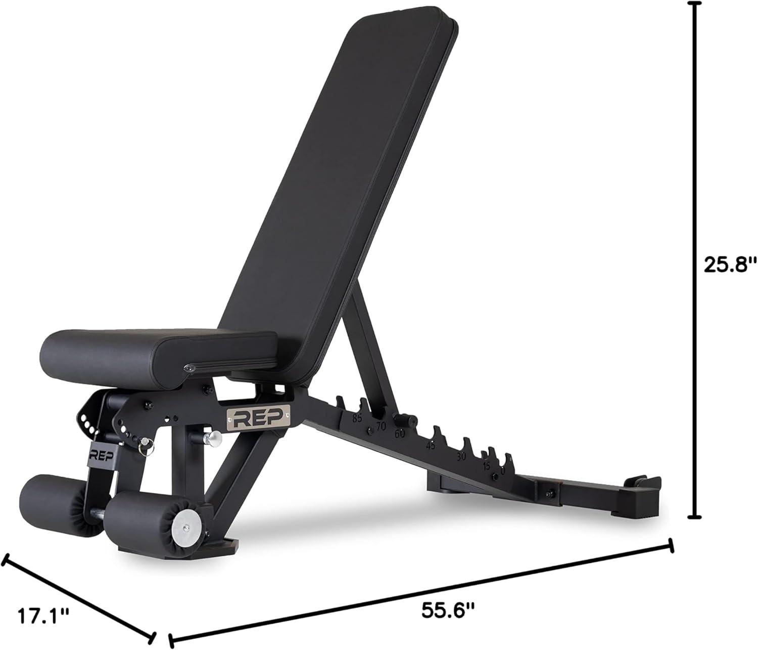 imageRep Fitness Adjustable Bench AB3000 FID FlatInclineDeclineMatte Blk