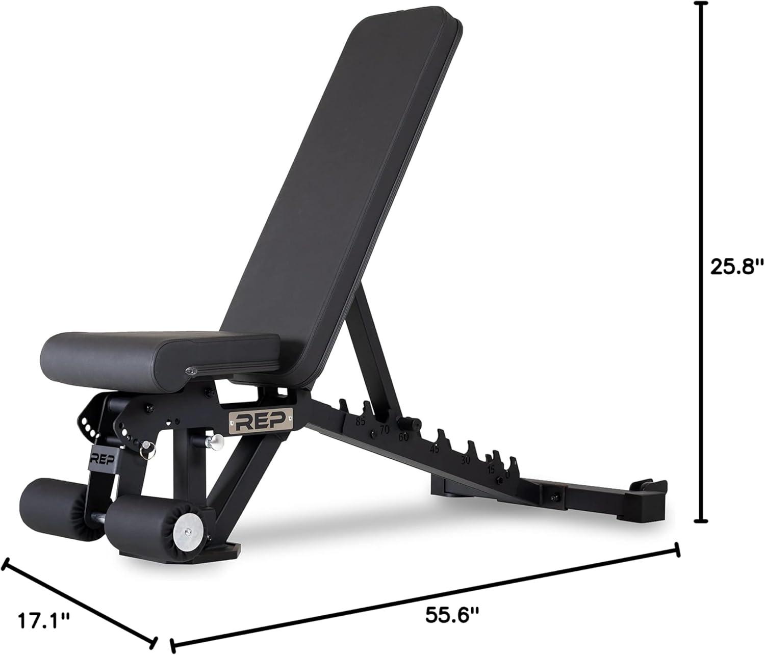imageRep Fitness Adjustable Bench AB3000 FID FlatInclineDeclineMetallic Black