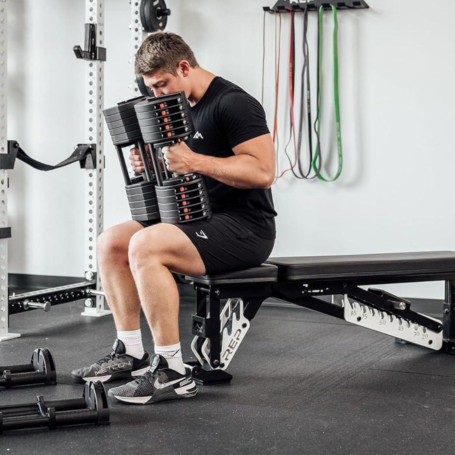 imageRep Fitness Quickdraw Adjustable Dumbbells Multiple weight ranges available including 530 540550 and 560 lbs550 lbs