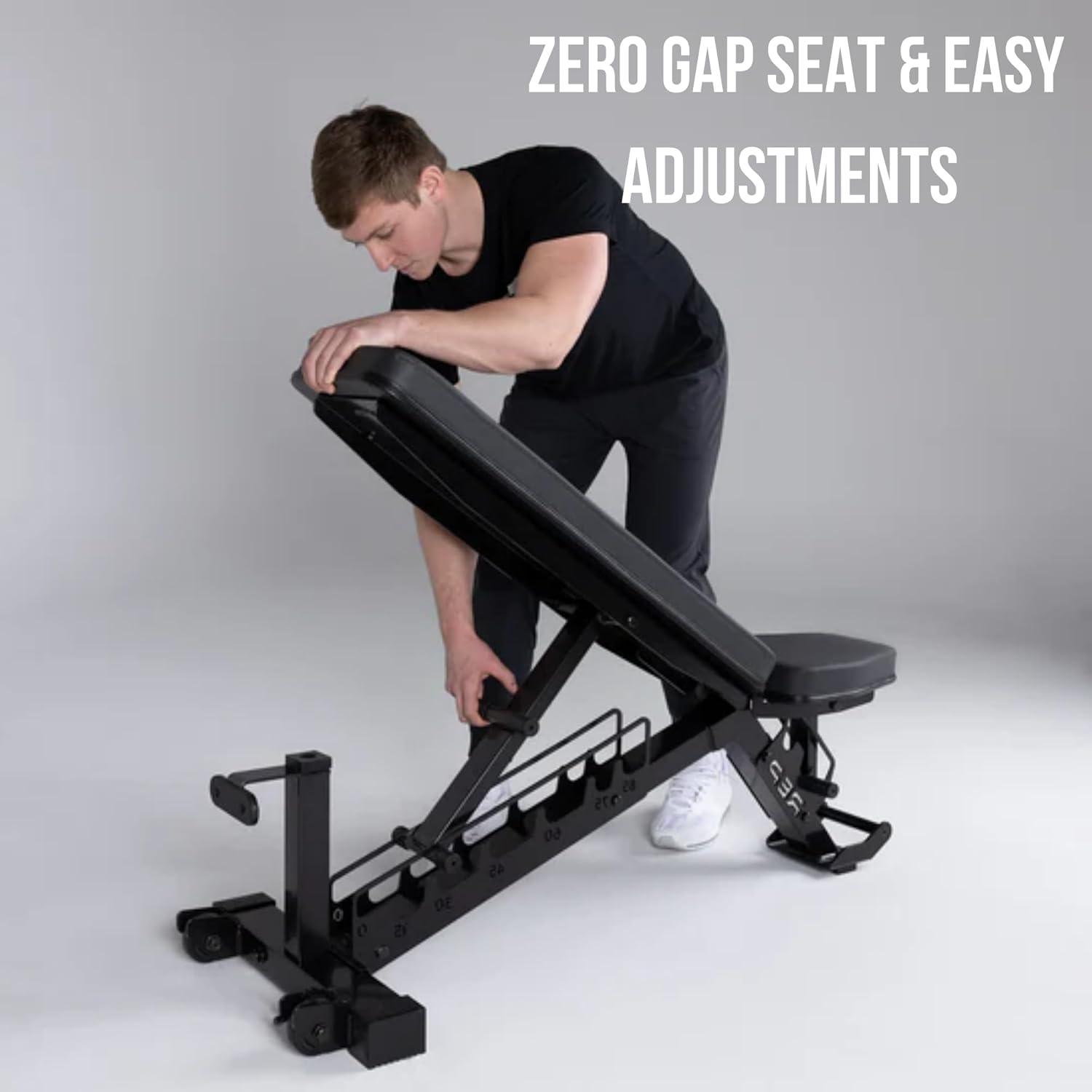 imageRep Nighthawk Adjustable Weight Bench Home Gym Incline Decline Flat Workout Bench Heavy Duty Fitness and Strength Training Equipment Foldable Space Saving DesignBlack Metallic