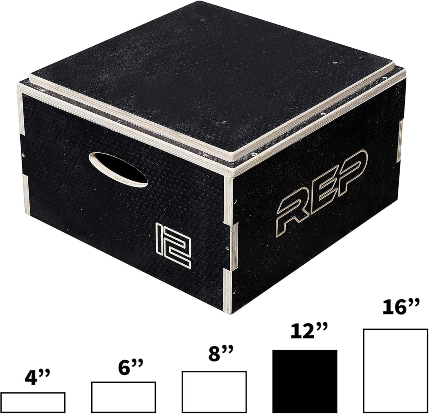 imageRep Wooden Plyo Box Stackable Jump Platforms for Home Gym Workouts Multiple Height Options from 4 68 and 12quot Exercise Step Up Boxes for CrossFit ampamp Plyometric Training Durable Fitness Equipment12