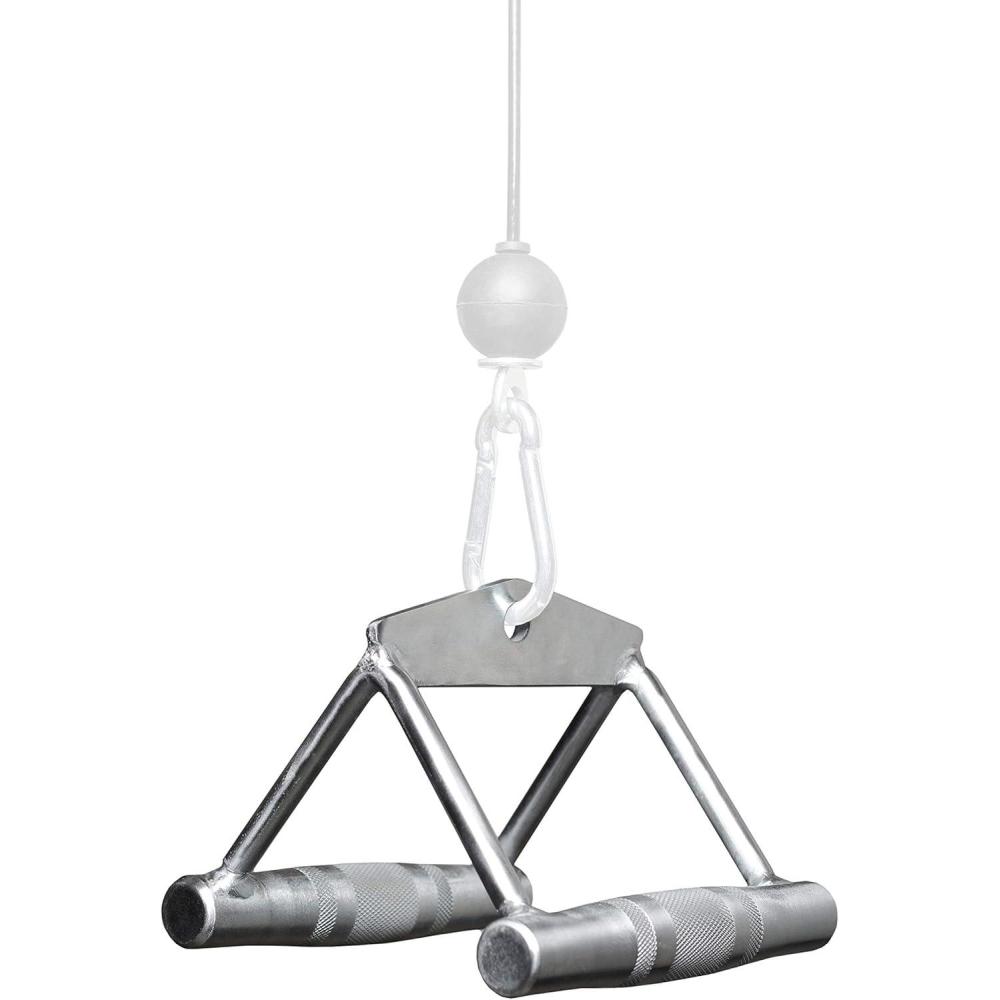 imageREP Fitness LAT Pulldown and Low Row Cable Machine Attachments and Functional Trainer Attachments  Curl Bar DHandle Ankle Cuff Tricep Rope Sports Handle Straight Bar Row Chinning TriangleChinning Triangle Rowing Attachment