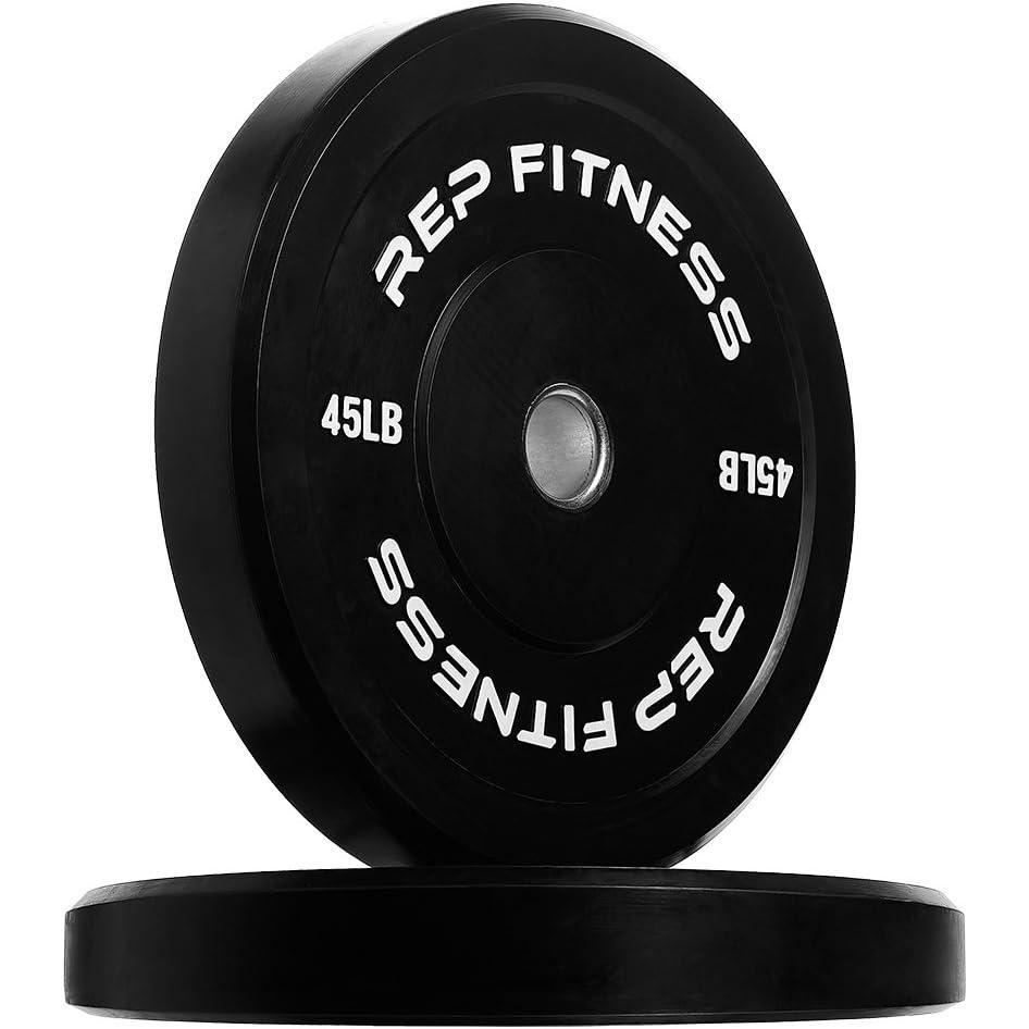 imageREP Fitness Rubber Bumper Plates 5Lb to 370 lb Set Pairs Olympic Standard Weights Shock Absorbing Low Bounce Design For Home Gyms Fitness Centers Strength Workouts Barbell Use45 LB Pair