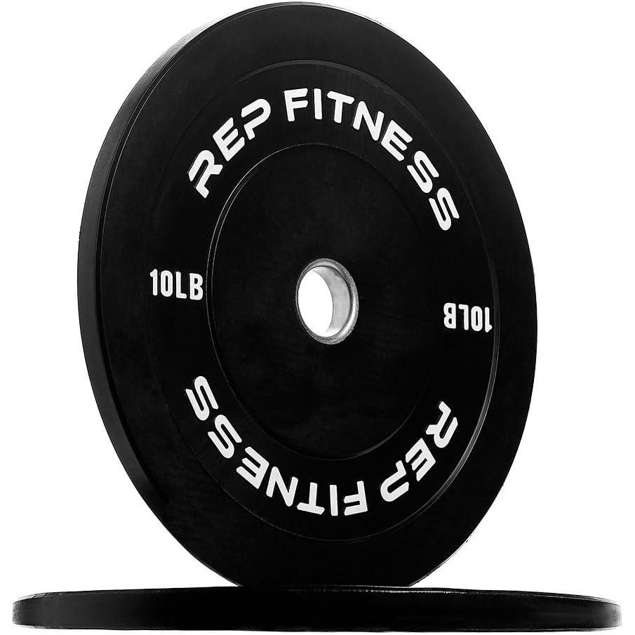 imageREP Fitness Rubber Bumper Plates 5Lb to 370 lb Set Pairs Olympic Standard Weights Shock Absorbing Low Bounce Design For Home Gyms Fitness Centers Strength Workouts Barbell Use10 LB Pair