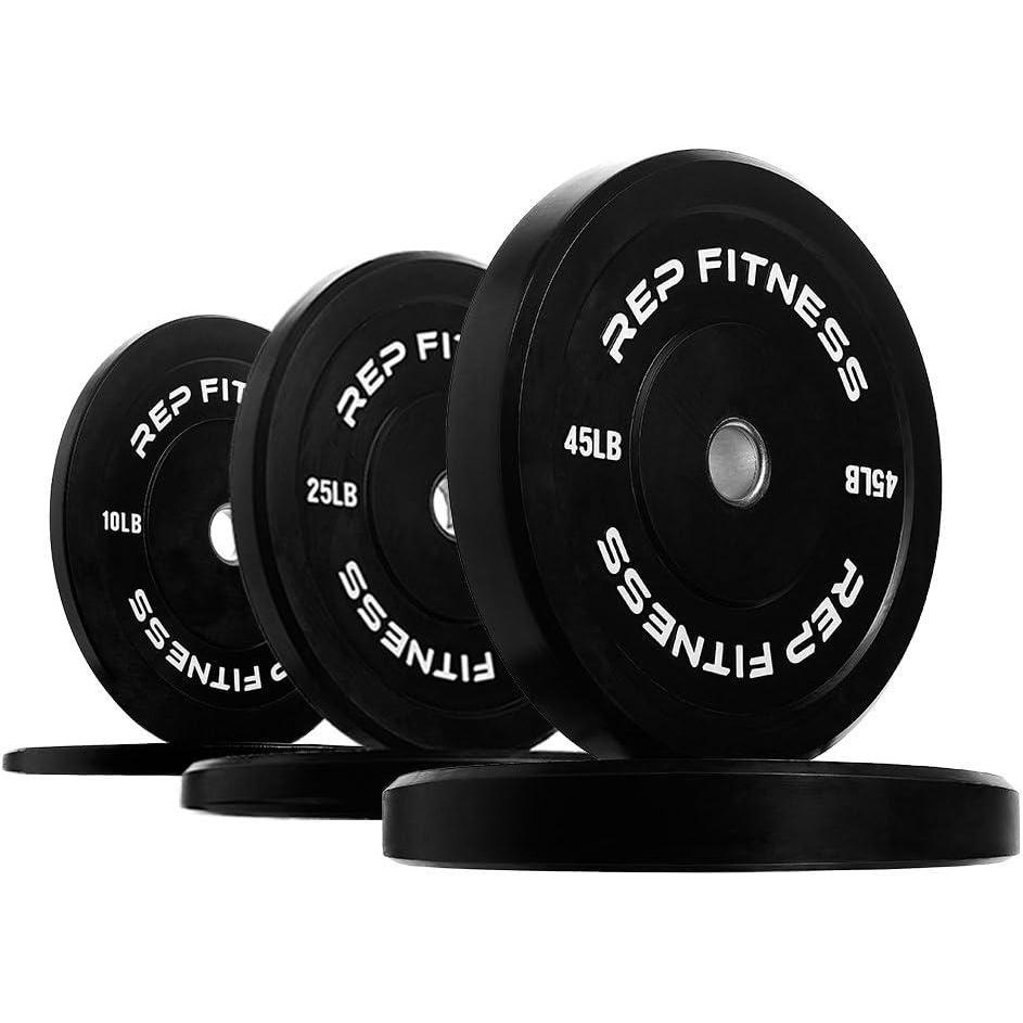 imageREP Fitness Rubber Bumper Plates 5Lb to 370 lb Set Pairs Olympic Standard Weights Shock Absorbing Low Bounce Design For Home Gyms Fitness Centers Strength Workouts Barbell Use160 LB Set