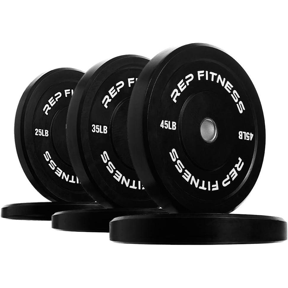 imageREP Fitness Rubber Bumper Plates 5Lb to 370 lb Set Pairs Olympic Standard Weights Shock Absorbing Low Bounce Design For Home Gyms Fitness Centers Strength Workouts Barbell Use210 LB Set