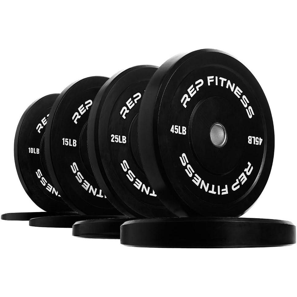 imageREP Fitness Rubber Bumper Plates 5Lb to 370 lb Set Pairs Olympic Standard Weights Shock Absorbing Low Bounce Design For Home Gyms Fitness Centers Strength Workouts Barbell Use190 LB Set