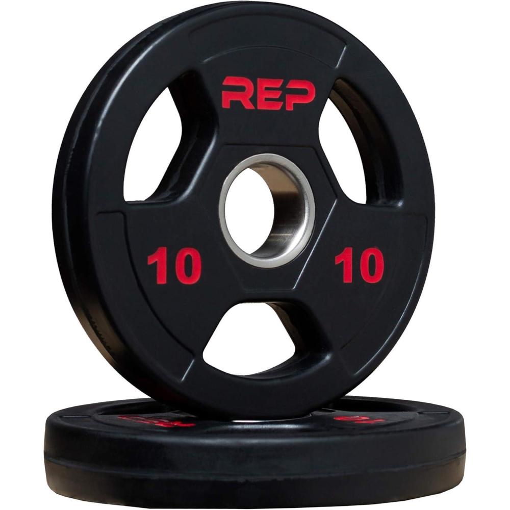 imageREP Fitness Rubber Coated Olympic Plates Updated Design TriGrip Olympic Barbell Weights Sold in Pairs and SetsC 10lb Pair