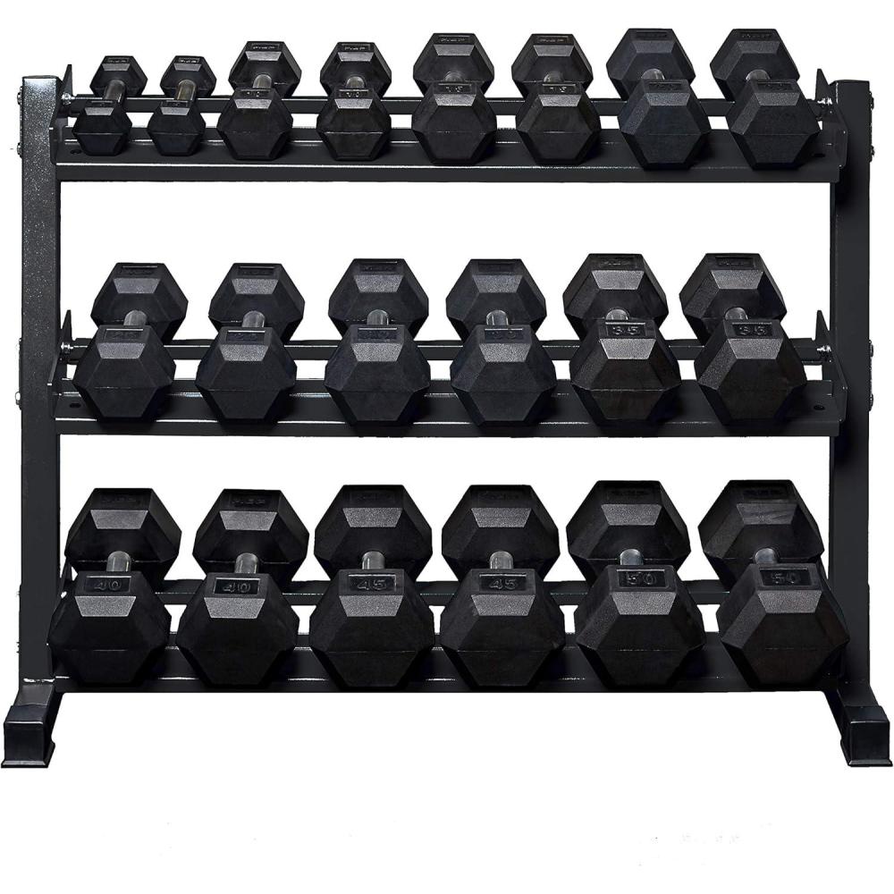 imageREP Fitness Rubber Hex Dumbbell Set Adjustable Weight Pairs Home Gym Equipment Strength Training For Men Women Black Coated Grips Workout Rack Storage Optional Heavy Lb Free Weights550 lb set Metallic Black rack