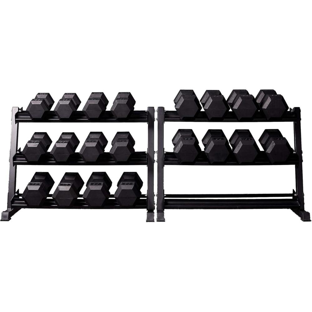 imageREP Fitness Rubber Hex Dumbbell Set Adjustable Weight Pairs Home Gym Equipment Strength Training For Men Women Black Coated Grips Workout Rack Storage Optional Heavy Lb Free Weights55100 lb set Black rack