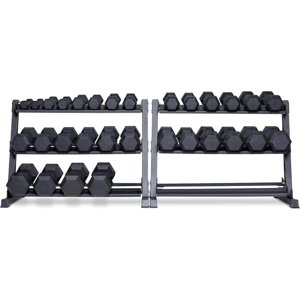 imageREP Fitness Rubber Hex Dumbbell Set Adjustable Weight Pairs Home Gym Equipment Strength Training For Men Women Black Coated Grips Workout Rack Storage Optional Heavy Lb Free Weights575 lb set Black racks