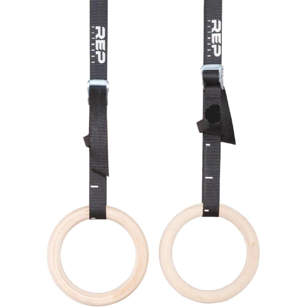 imageREP Fitness Wood Gymnastic Rings with Numbered Heavy Duty Adjustable Straps Perfect for CrossTraining Workouts Gymnastics and Conditioning111