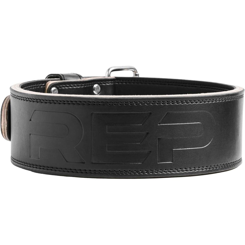 imageREP Leather Lined Weightlifting Belt 10mm Powerlifting Support Belt for Squats Deadlifts Gym Training IPF Compliant Adjustable Buckle Back Brace for Men and WomenBlack