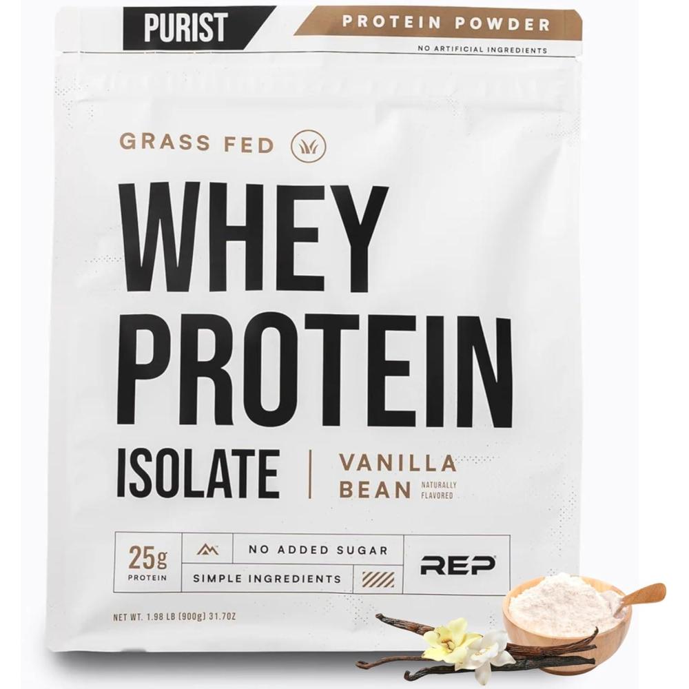 imageREP Purist Whey Protein Powder Premium Vanilla Grassfed Isolate PostWorkout Recovery Keto Friendly Clean Nutrition Meal Replacement Promotes Lean Muscle Sugar and GlutenFree Women Men 2 LbVanilla