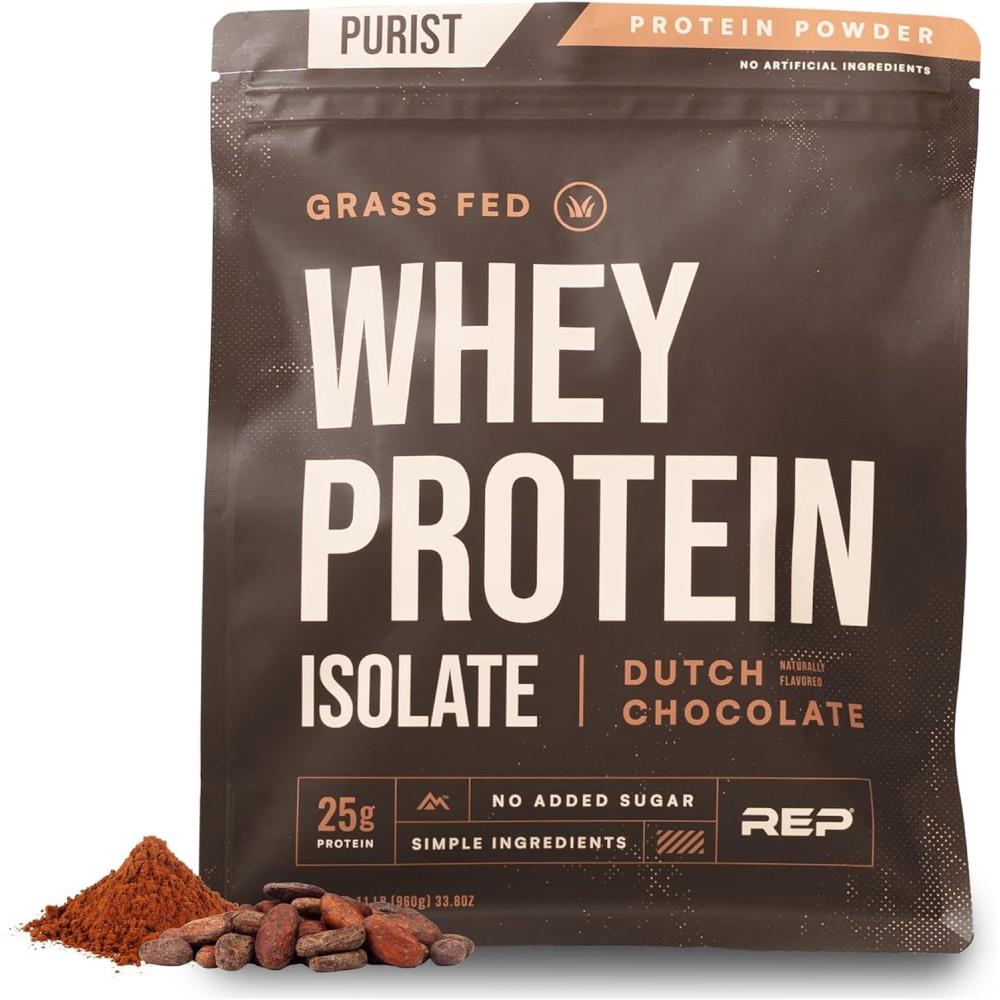 imageREP Purist Whey Protein Powder Premium Vanilla Grassfed Isolate PostWorkout Recovery Keto Friendly Clean Nutrition Meal Replacement Promotes Lean Muscle Sugar and GlutenFree Women Men 2 LbDark Chocolate