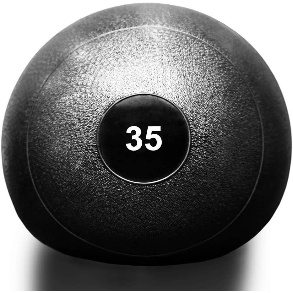 imageREP Weighted Slam Balls 5 to 70 lb Options Exercise and Fitness Balls for Strength Training Soft Rubber Grip NonBounce Medicine Ball Cross Fit Home Gym Fitness and Core Workouts Black350 Pounds