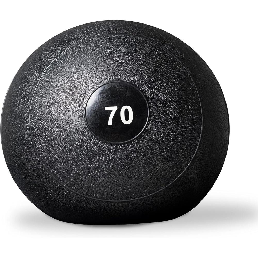 imageREP Weighted Slam Balls 5 to 70 lb Options Exercise and Fitness Balls for Strength Training Soft Rubber Grip NonBounce Medicine Ball Cross Fit Home Gym Fitness and Core Workouts Black700 Pounds
