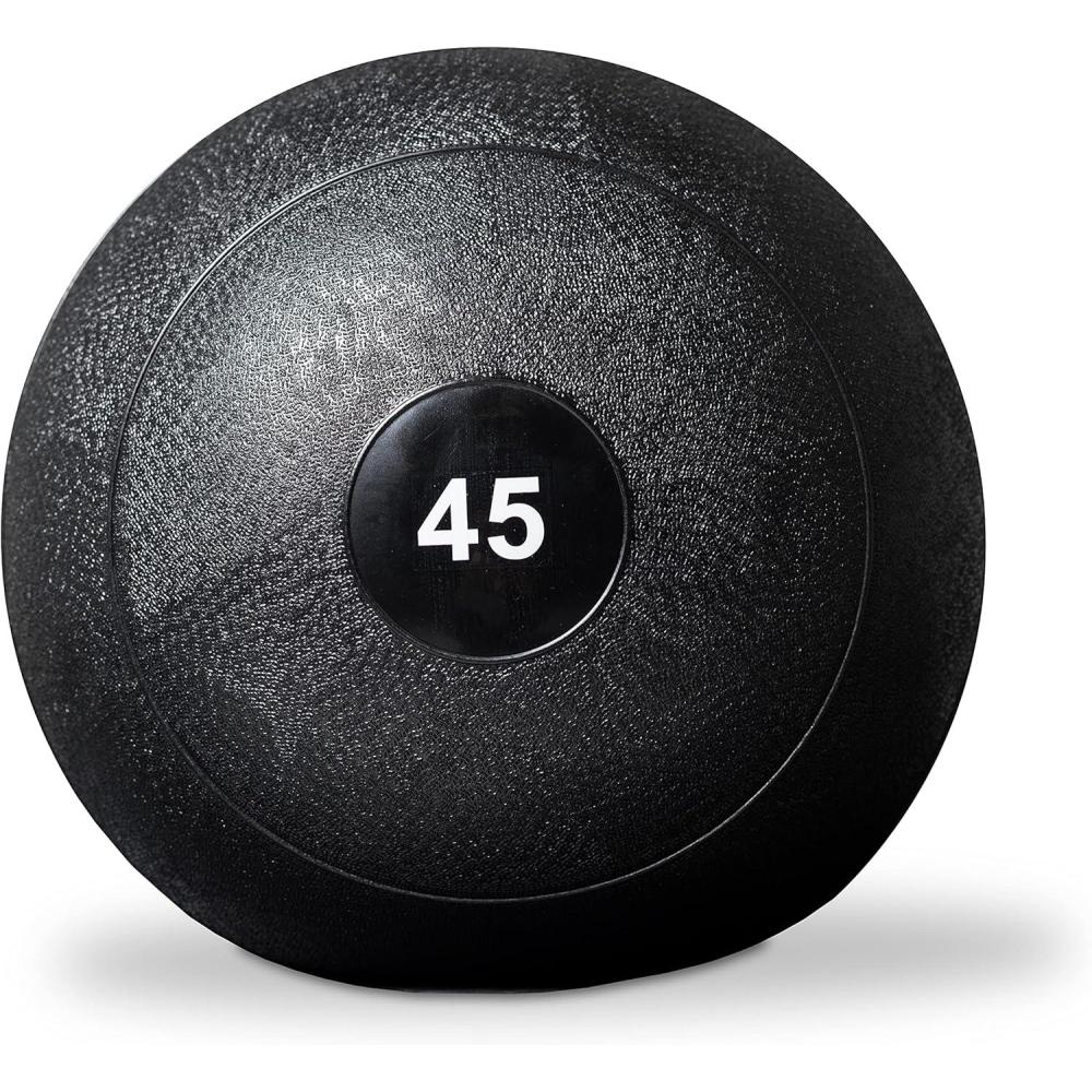 imageREP Weighted Slam Balls 5 to 70 lb Options Exercise and Fitness Balls for Strength Training Soft Rubber Grip NonBounce Medicine Ball Cross Fit Home Gym Fitness and Core Workouts Black450 Pounds