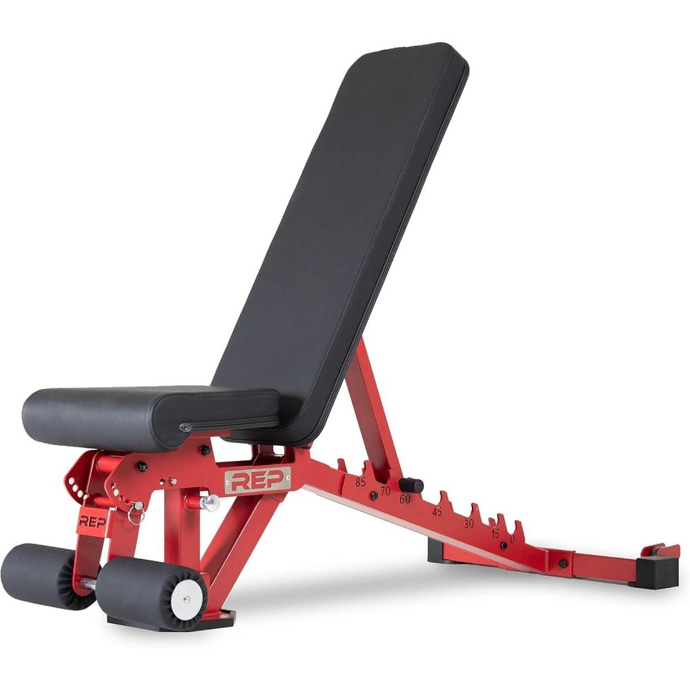 imageRep Fitness Adjustable Bench AB3000 FID FlatInclineDeclineMatte Red