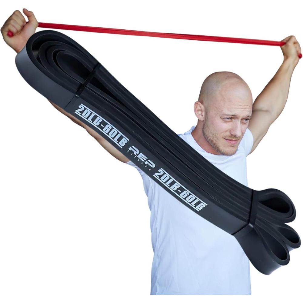 imageRep Fitness PullUp Bands Assisted Pullup and Resistance Stretch Bands for Strength and Conditioning Weightlifting Gymnastics Mobility and PowerLifting Sold as Single Bands or SetsC Black 085in wide 3060 lbs
