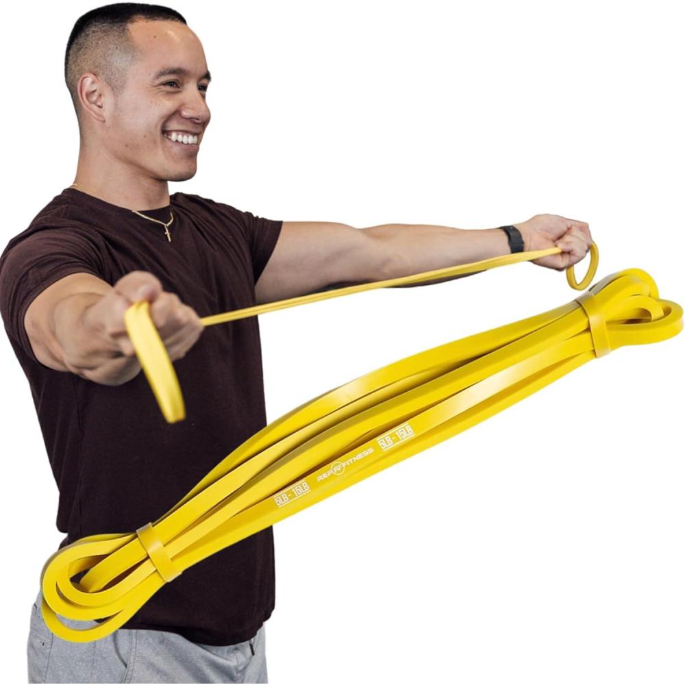 imageRep Fitness PullUp Bands Assisted Pullup and Resistance Stretch Bands for Strength and Conditioning Weightlifting Gymnastics Mobility and PowerLifting Sold as Single Bands or SetsA Yellow 025in wide 215 lbs